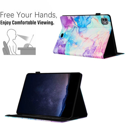 For iPad Pro 11 2024 Marble Litchi Leather Smart Tablet Case(Purple Blue) - iPad Pro 11 2024 Cases by buy2fix | Online Shopping UK | buy2fix