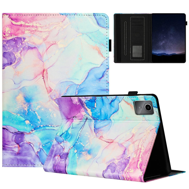 For Lenovo Tab M11/ Xiaoxin Pad 11 2024 Marble Litchi Leather Smart Tablet Case(Purple Blue) - Lenovo by buy2fix | Online Shopping UK | buy2fix