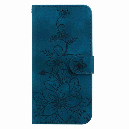 For Samsung Galaxy S25 Ultra 5G Lily Embossed Leather Phone Case(Dark Blue) - Galaxy S25 Ultra 5G Cases by buy2fix | Online Shopping UK | buy2fix