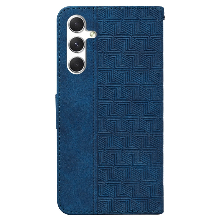 For Samsung Galaxy S25 5G Geometric Embossed Leather Phone Case(Blue) - Galaxy S25 5G Cases by buy2fix | Online Shopping UK | buy2fix