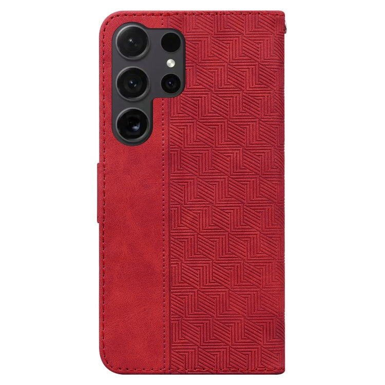 For Samsung Galaxy S25 Ultra 5G Geometric Embossed Leather Phone Case(Red) - Galaxy S25 Ultra 5G Cases by buy2fix | Online Shopping UK | buy2fix