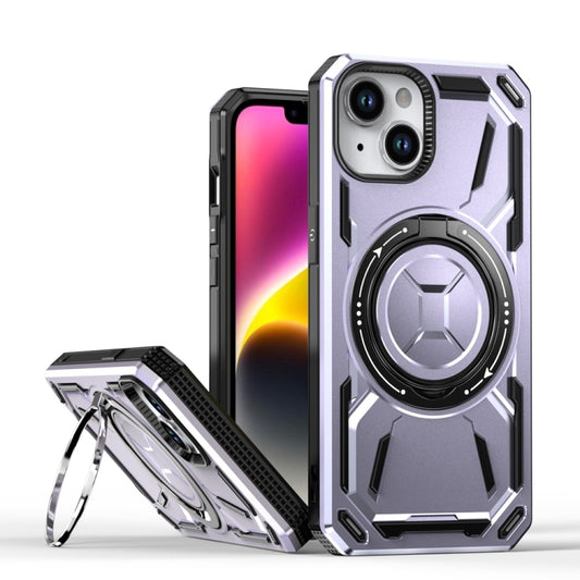 For iPhone 13 Armor II Series MagSafe Magnetic Holder Phone Case(Light Purple) - iPhone 13 Cases by buy2fix | Online Shopping UK | buy2fix