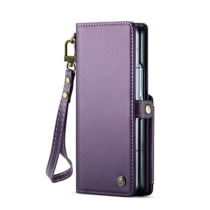 For Samsung Galaxy Z Fold6 5G CaseMe C22 PC+TPU Business Style RFID Anti-theft Lanyard Leather Phone Case with Pen Slot(Purple) - Galaxy Z Fold6 5G Cases by CaseMe | Online Shopping UK | buy2fix