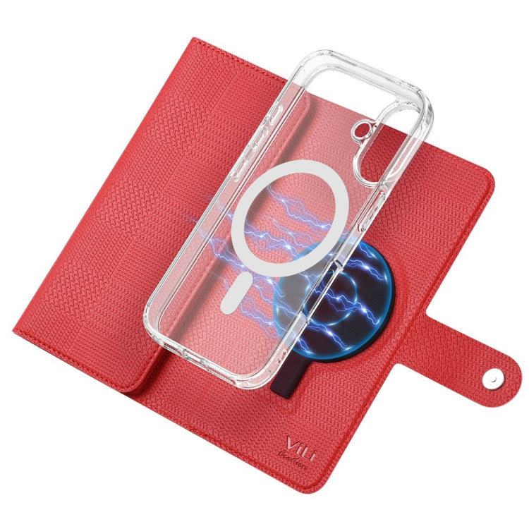 For iPhone 16 Pro ViLi GHA-C Series RFID MagSafe Magnetic Flip Leather Phone Case(Red) - iPhone 16 Pro Cases by ViLi | Online Shopping UK | buy2fix