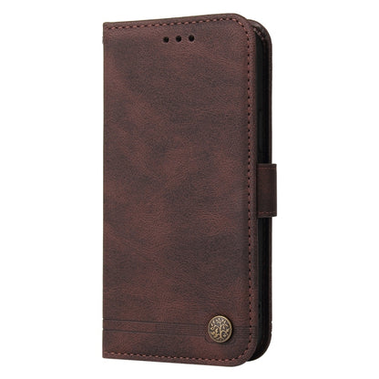 For Samsung Galaxy S25 5G Skin Feel Life Tree Metal Button Leather Phone Case(Brown) - Galaxy S25 5G Cases by buy2fix | Online Shopping UK | buy2fix