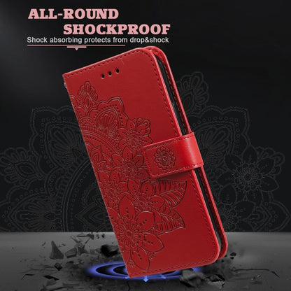 For Samsung Galaxy S25 Ultra 5G Seven-petal Flowers Embossing Leather Phone Case(Red) - Galaxy S25 Ultra 5G Cases by buy2fix | Online Shopping UK | buy2fix