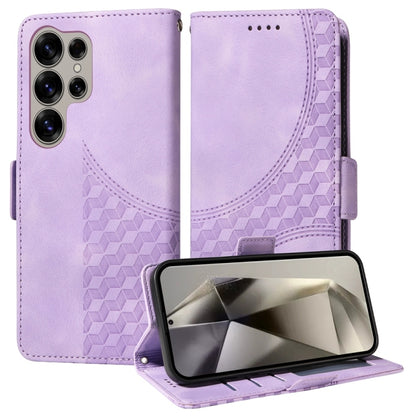 For Samsung Galaxy S25 Ultra 5G Embossed Rhombus Starry Leather Phone Case(Purple) - Galaxy S25 Ultra 5G Cases by buy2fix | Online Shopping UK | buy2fix