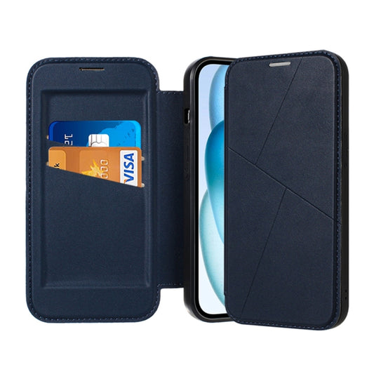 For iPhone 14 Pro Magnetic Armor Series RFID Card Slots Leather Phone Case(Blue) - iPhone 14 Pro Cases by buy2fix | Online Shopping UK | buy2fix