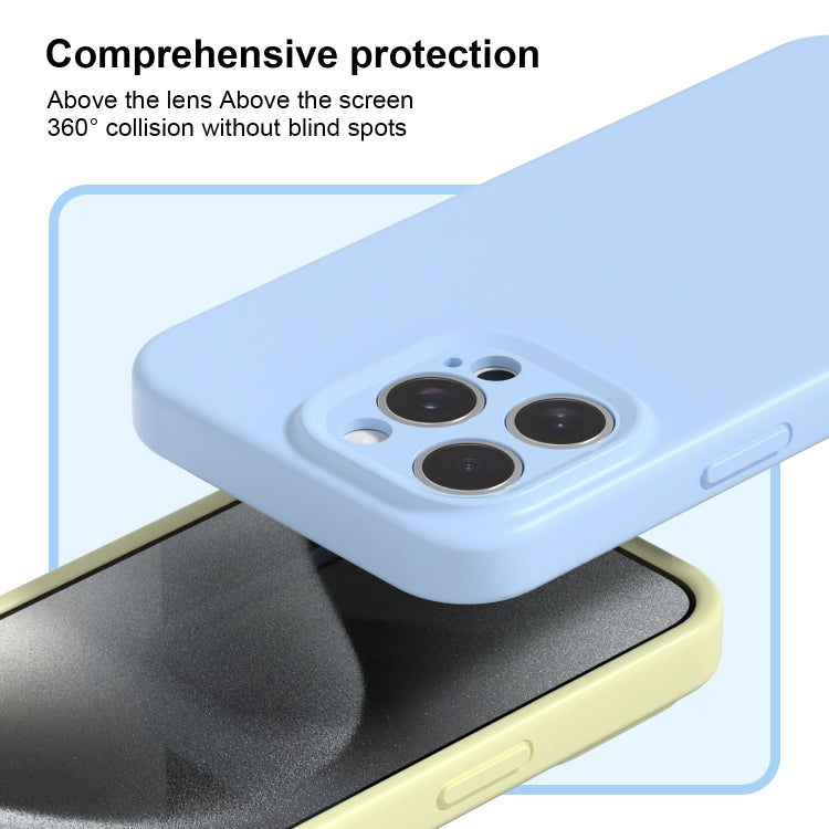 For iPhone 16 Pro Precise Hole Liquid Silicone Jelly Color Full Coverage Phone Case(Thin Fog Blue) - iPhone 16 Pro Cases by buy2fix | Online Shopping UK | buy2fix