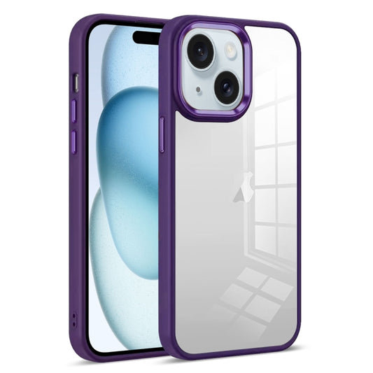 For iPhone 15 Colorful Armor Transparent Phone Case(Purple) - iPhone 15 Cases by buy2fix | Online Shopping UK | buy2fix