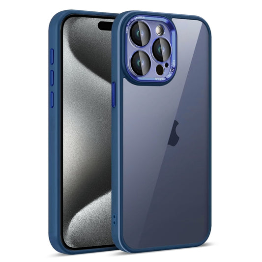 For iPhone 15 Pro Max Colorful Armor Lens Film Translucent Phone Case(Blue) - iPhone 15 Pro Max Cases by buy2fix | Online Shopping UK | buy2fix