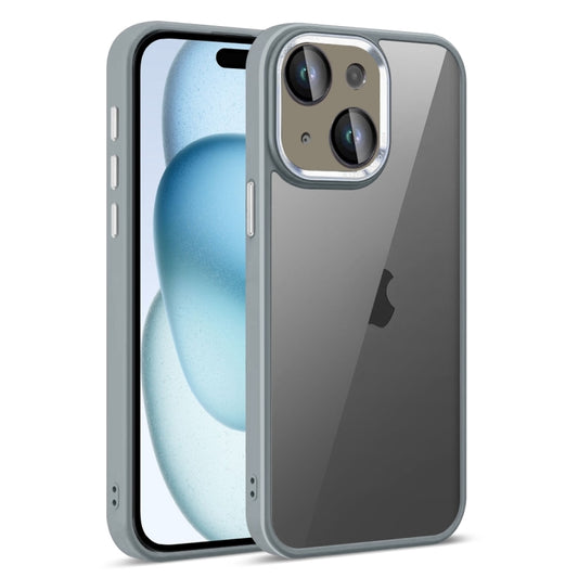 For iPhone 15 Colorful Armor Lens Film Translucent Phone Case(Grey) - iPhone 15 Cases by buy2fix | Online Shopping UK | buy2fix