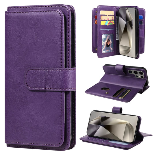 For Samsung Galaxy S25 Ultra 5G Multi-Function Wallet 10 Card Slots Leather Phone Case(Violet) - Galaxy S25 Ultra 5G Cases by buy2fix | Online Shopping UK | buy2fix