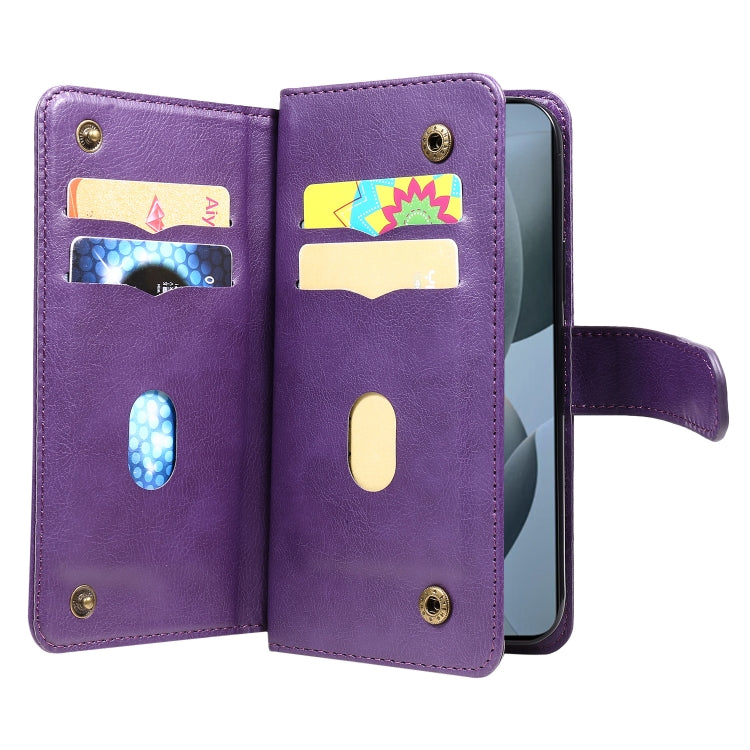 For Redmi K70 Multi-Function Wallet 10 Card Slots Leather Phone Case(Violet) - K70 Cases by buy2fix | Online Shopping UK | buy2fix