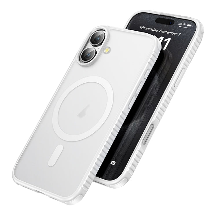 For iPhone 16 hoco Cool Shield MagSafe Shockproof Phone Case(White) - iPhone 16 Cases by hoco | Online Shopping UK | buy2fix