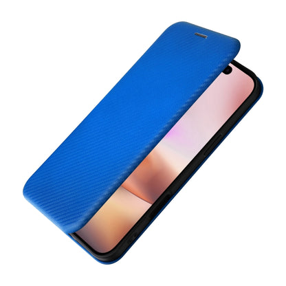 For iPhone 16 Carbon Fiber Texture Flip Leather Phone Case(Blue) - iPhone 16 Cases by buy2fix | Online Shopping UK | buy2fix