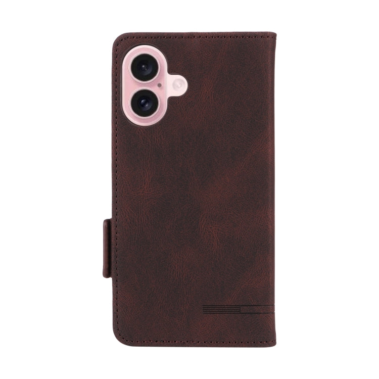 For iPhone 16 Magnetic Clasp Leather Phone Case(Brown) - iPhone 16 Cases by buy2fix | Online Shopping UK | buy2fix