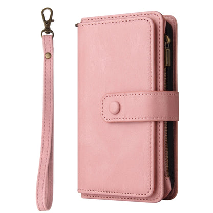 For iPhone 16 Skin Feel Multi Card Slots Zipper Wallet Leather Phone Case(Pink) - iPhone 16 Cases by buy2fix | Online Shopping UK | buy2fix