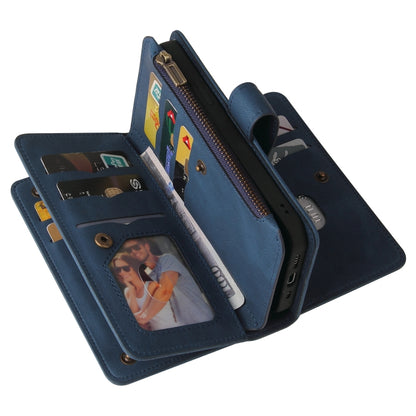 For Samsung Galaxy S25 Ultra 5G Skin Feel Multi Card Slots Zipper Wallet Leather Phone Case(Blue) - Galaxy S25 Ultra 5G Cases by buy2fix | Online Shopping UK | buy2fix