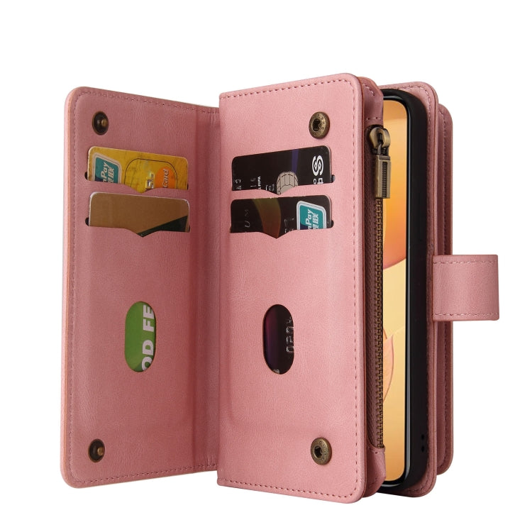 For Xiaomi 14T Pro Skin Feel Multi Card Slots Zipper Wallet Leather Phone Case(Pink) - 14T Pro Cases by buy2fix | Online Shopping UK | buy2fix