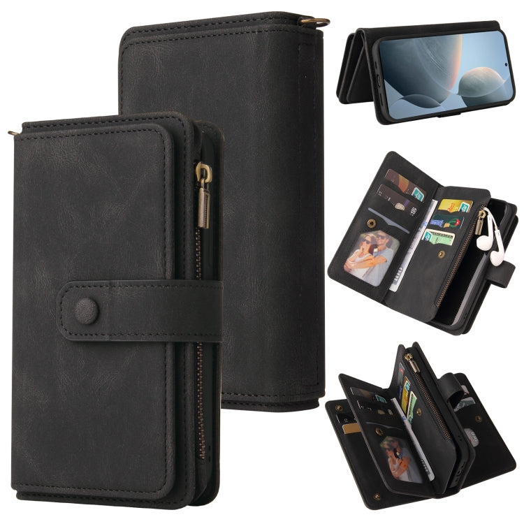 For Redmi K70 Skin Feel Multi Card Slots Zipper Wallet Leather Phone Case(Black) - K70 Cases by buy2fix | Online Shopping UK | buy2fix