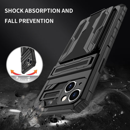 For iPhone 15 Kickstand Armor Card Wallet Phone Case(Black) - iPhone 15 Cases by buy2fix | Online Shopping UK | buy2fix