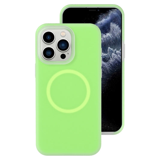 For iPhone 11 Pro Jelly Liquid Silicone MagSafe Magnetic Phone Case(Green) - iPhone 11 Pro Cases by buy2fix | Online Shopping UK | buy2fix