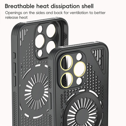 For iPhone 15 Hollow Cooling MagSafe Shockproof Phone Case(Black) - iPhone 15 Cases by buy2fix | Online Shopping UK | buy2fix