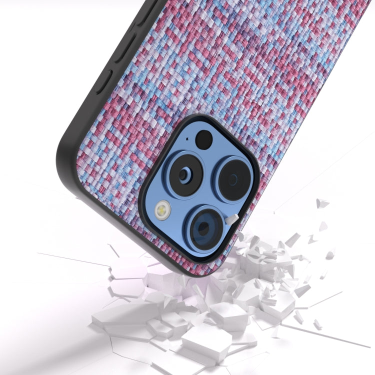 For iPhone 16 Pro Max Black Frame Color Lattice Texture PU Phone Case(Purple) - iPhone 16 Pro Max Cases by buy2fix | Online Shopping UK | buy2fix