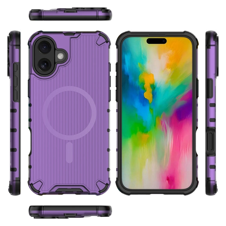 For iPhone 16 Plus Grating Airbag Shockproof MagSafe Frosted Phone Case(Purple) - iPhone 16 Plus Cases by buy2fix | Online Shopping UK | buy2fix