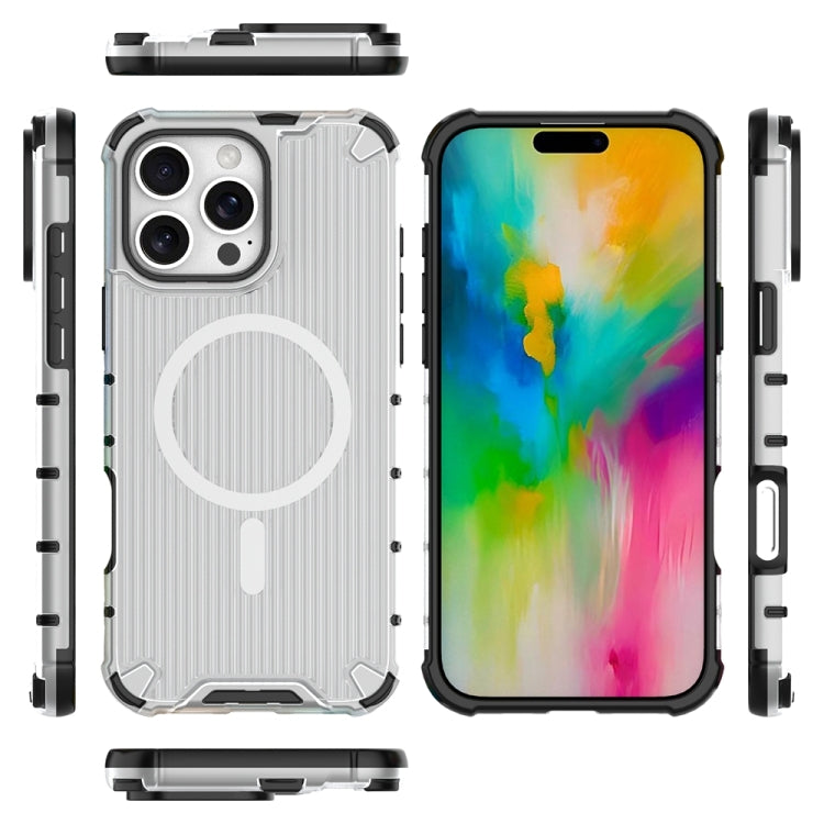 For iPhone 16 Pro Max Grating Airbag Shockproof MagSafe Frosted Phone Case(Transparent) - iPhone 16 Pro Max Cases by buy2fix | Online Shopping UK | buy2fix