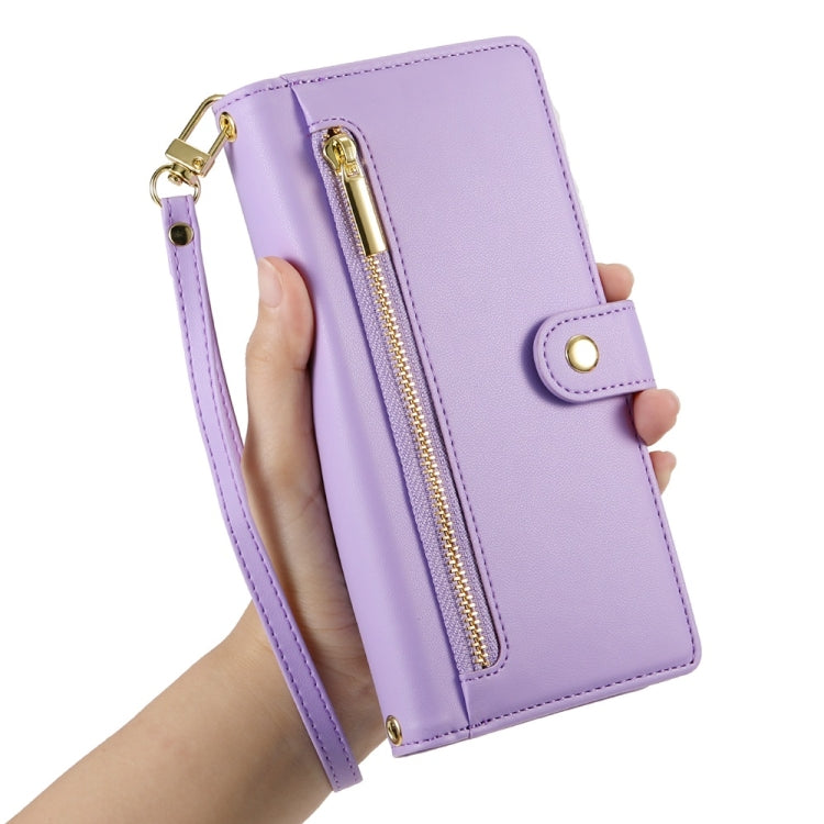 For Redmi K70 Ultra Nine Card-slot Zipper Wallet Bag Leather Phone Case(Purple) - Xiaomi Cases by buy2fix | Online Shopping UK | buy2fix