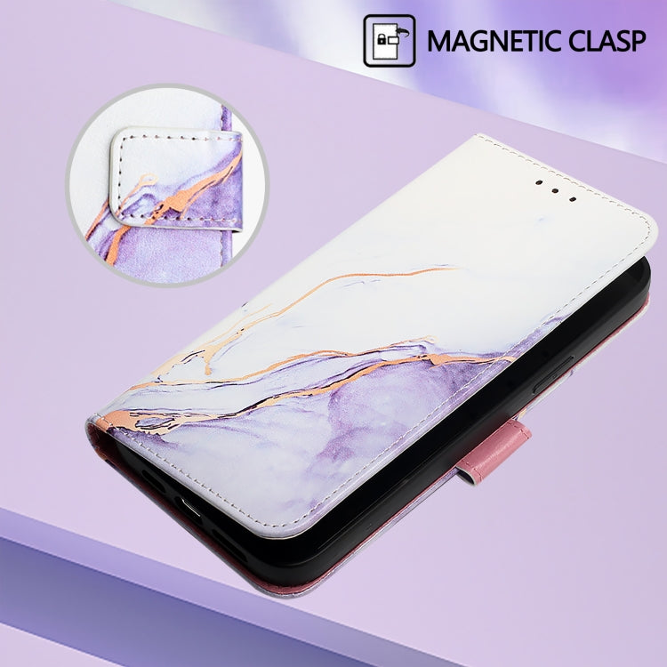 For Redmi K70 Ultra 5G Global PT003 Marble Pattern Flip Leather Phone Case(White Purple) - Xiaomi Cases by buy2fix | Online Shopping UK | buy2fix