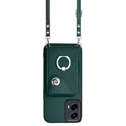 For Motorola Moto G 5G 2024 Organ Card Bag Ring Holder Phone Case with Long Lanyard(Green) - Motorola Cases by buy2fix | Online Shopping UK | buy2fix