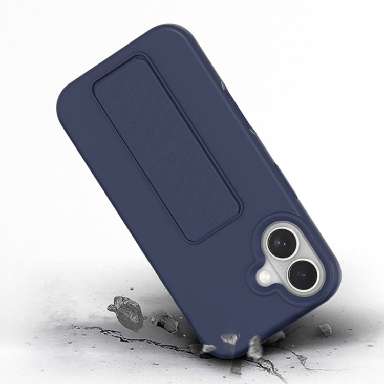 For iPhone 16 Liquid Silicone Holder Phone Case(Navy Blue) - iPhone 16 Cases by buy2fix | Online Shopping UK | buy2fix