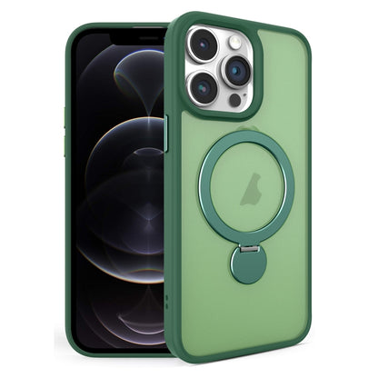 For iPhone 12 Pro 360 Degree Rotating MagSafe Magnetic Bracket Frosted Phone Case(Green) - iPhone 12 / 12 Pro Cases by buy2fix | Online Shopping UK | buy2fix