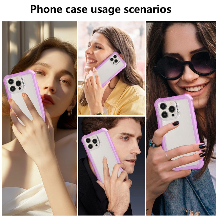 For iPhone 16 Pro Max Transparent Matte TPU Hybrid PC 3-in-1 Phone Case(Purple) - iPhone 16 Pro Max Cases by buy2fix | Online Shopping UK | buy2fix