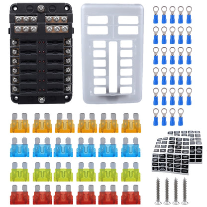 12 Way Fuse Block with 24pcs Fuses and 24pcs Terminals - Fuse by buy2fix | Online Shopping UK | buy2fix