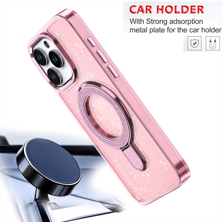 For iPhone 16 Pro Glitter Ring Holder MagSafe Phone Case(Pink) - iPhone 16 Pro Cases by buy2fix | Online Shopping UK | buy2fix