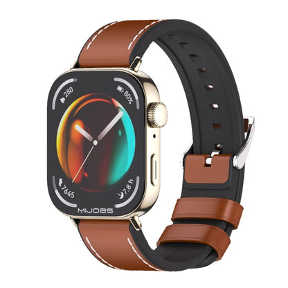 For Huawei Watch Fit3 MIJOBS TPU Leather Watch Band(Brown Light Gold) - Watch Bands by MIJOBS | Online Shopping UK | buy2fix