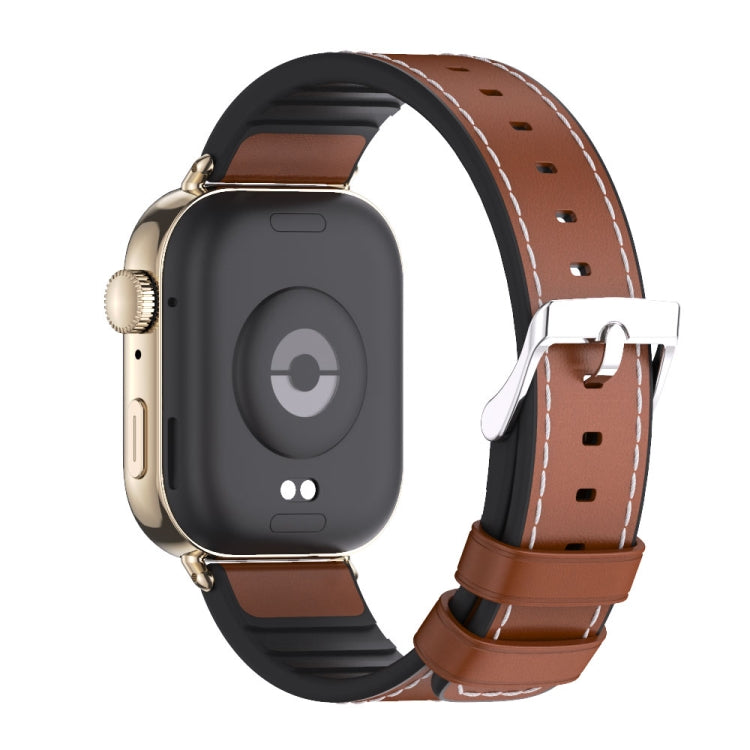 For Huawei Watch Fit3 MIJOBS TPU Leather Watch Band(Brown Light Gold) - Watch Bands by MIJOBS | Online Shopping UK | buy2fix