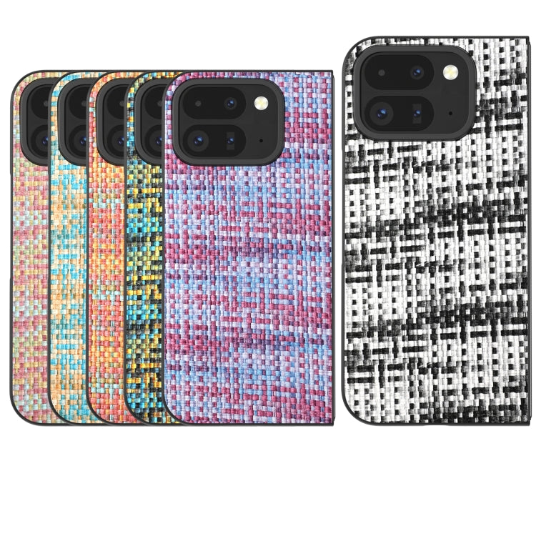 For Google Pixel 9 Pro Fold Black Frame Color Lattice Texture PU Phone Case(Purple) - Google Cases by buy2fix | Online Shopping UK | buy2fix