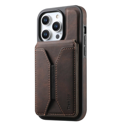 For iPhone 16 Pro Denior D17 Skin Feel MagSafe Detachable Card Slot Phone Case(Brown) - iPhone 16 Pro Cases by Denior | Online Shopping UK | buy2fix