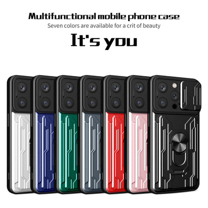 For iPhone 16 Pro Sliding Camshield TPU+PC Phone Case with Card Slot(Red) - iPhone 16 Pro Cases by buy2fix | Online Shopping UK | buy2fix