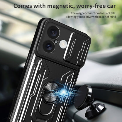 For iPhone 16 Sliding Camshield TPU+PC Phone Case with Card Slot(Black) - iPhone 16 Cases by buy2fix | Online Shopping UK | buy2fix