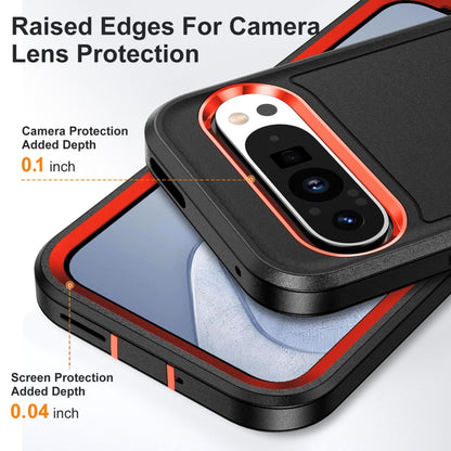 For Google Pixel 9 Pro Rugged PC + Silicone Phone Case with Holder(Black+Orange) - Google Cases by buy2fix | Online Shopping UK | buy2fix