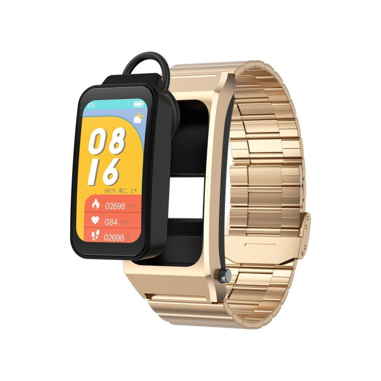 A8 1.98 inch 2 in 1 Bluetooth Earphone Steel Strap Smart Watch, Support ECG / NFC(Gold) - Smart Watches by buy2fix | Online Shopping UK | buy2fix