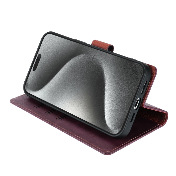 For iPhone 16 Pro N.BEKUS CSJ-P1 Solid Color Leather Phone Case(Wine Red) - iPhone 16 Pro Cases by N.BEKUS | Online Shopping UK | buy2fix