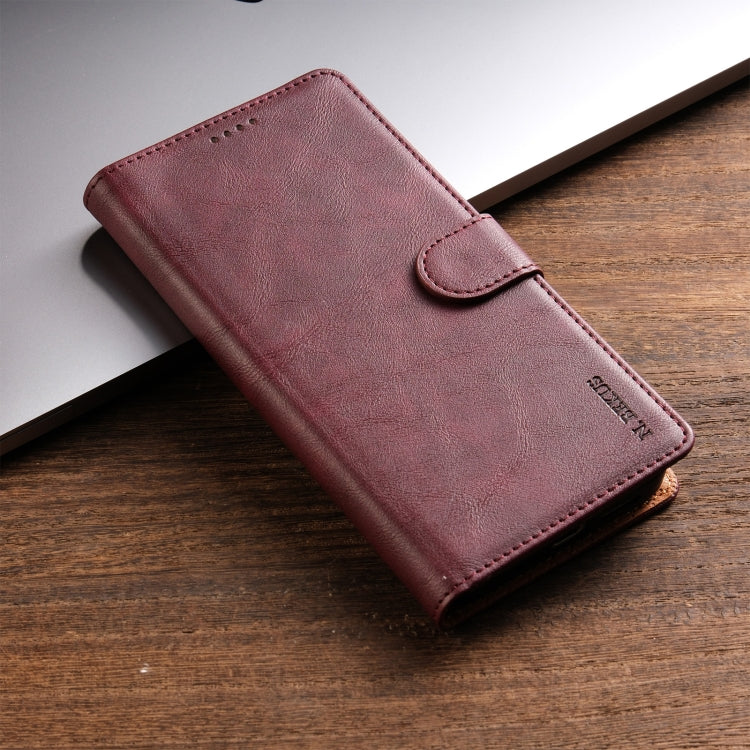 For iPhone SE 2024 N.BEKUS CSJ-P1 Solid Color Leather Phone Case(Wine Red) - More iPhone Cases by N.BEKUS | Online Shopping UK | buy2fix