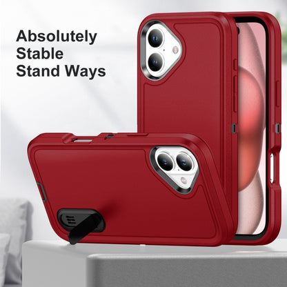 For iPhone 16 Plus Rugged PC + Silicone Phone Case with Holder(Red+Black) - iPhone 16 Plus Cases by buy2fix | Online Shopping UK | buy2fix